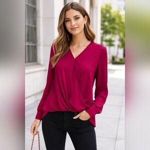 Vince Camuto Fuchsia Draped Blouse